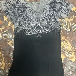 Rebel Saints Black and Gray Short Sleeve Tee